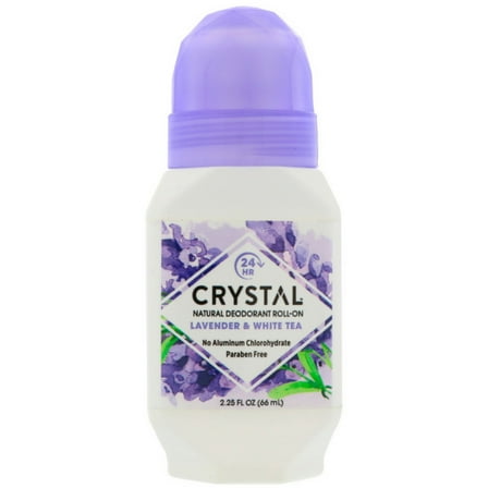 Crystal Mineral Deodorant Roll-On, Lavender & White Tea 2.25 oz (Pack of 4)