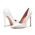 thumbnail image 6 of Women High Heels,4.7 inch(12cm) Stiletto Pumps Sexy Pointed Toe Patent Leather Slip On High Heel Dress Evening Party Pump Shoes White Size 10, 6 of 6