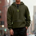 thumbnail image 5 of Thermal Hoodie for Men Drawstring Cuffed Long Sleeve Outdoor Pullover Top with Pockets for Hiking Olive Green S, 5 of 8