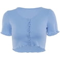 thumbnail image 1 of Tank Crop Tops Y2K Women Button Knitted Short Sleeve - Blue, 1 of 2