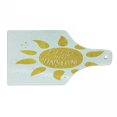 thumbnail image 1 of Saying Cutting Board, Sunshine Lettering Grungy Effects Featured Better Half Abstract, Decorative Tempered Glass Cutting and Serving Board, Wine Bottle Shape, Yellow, by Ambesonne, 1 of 1