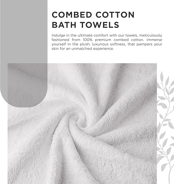 Quantum Creation 100% Cotton 600GSM Bath Towel White Pack of 2 (36inchesx72inches)