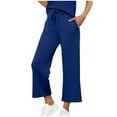thumbnail image 3 of Women's Wide Leg Sweatpants Solid Color Stretch Straight Pants with Side Pockets Casual Loose High Waisted Workout Running Trousers, 3 of 8