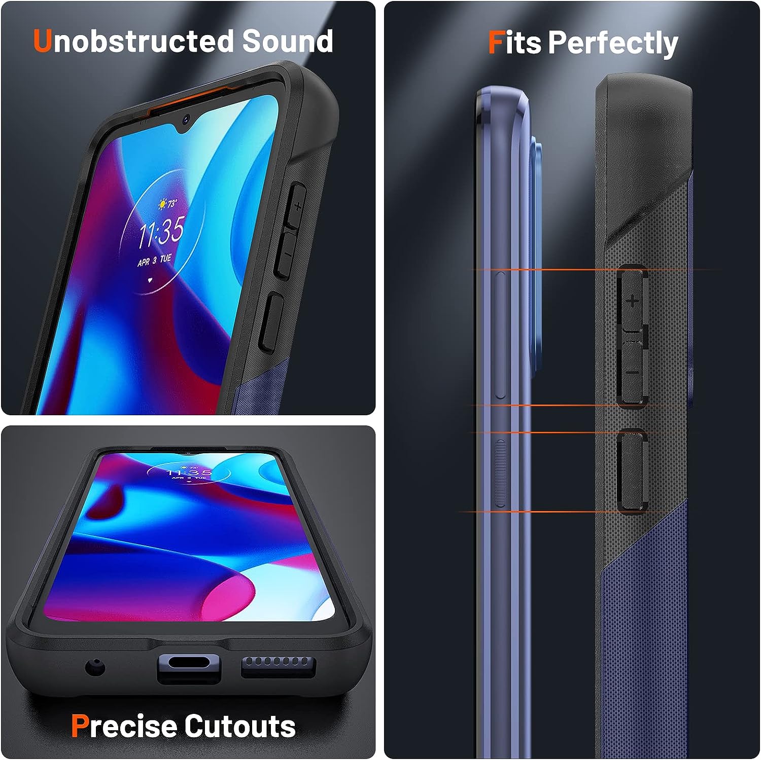 Custodia Moto G Play 2023 / G Pure / G Power 2022 | Protezione Antiurto Grado Militare + Pellicola | Rigida E Antiscivolo (Nero)