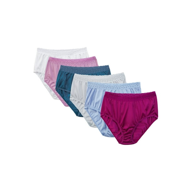 Fruit of the Loom Women's Nylon Brief Underwear, 6 Pack, Sizes 610