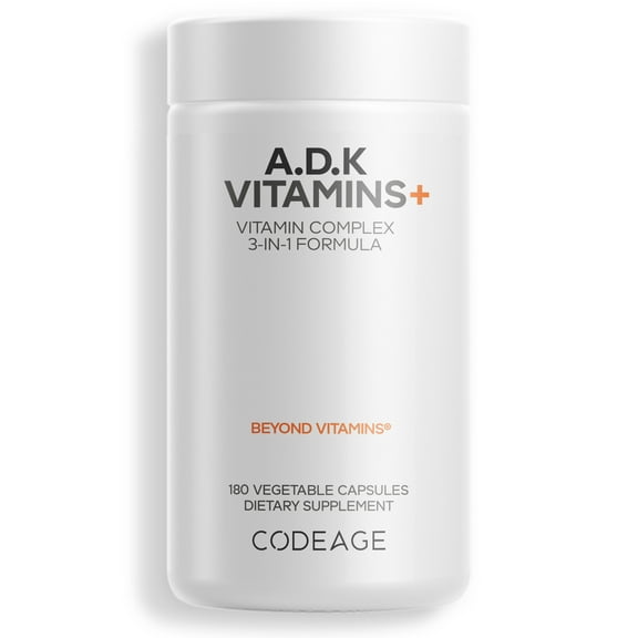 Codeage ADK Vitamins, 6-Month Supply, Vitamin A, 5000 IU Vitamin D3, Vitamin K1 & K2 (MK7 & MK4), 180 ct