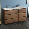 thumbnail image 2 of Fresca Lazzaro 60" Modern Wood Bathroom Cabinet with Integrated Sinks in Brown, 2 of 8