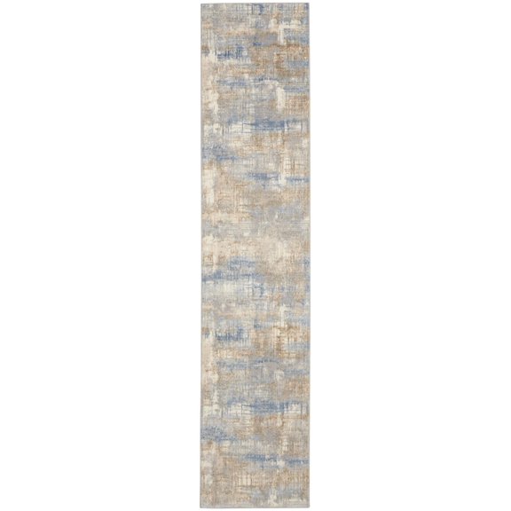 Calvin Klein Modern 2'3" x 10' Runner Rug With Blue And Beige 099446818751