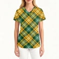 thumbnail image 3 of Garbnen Plaid Scrubs Tops Short Sleeve V Neck Stretch Workwear Nurse Uniform with Pocket Shirts S-5XL, 3 of 4