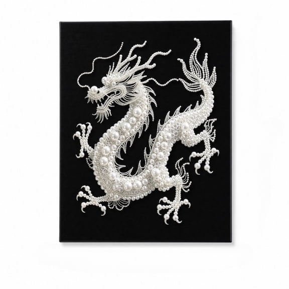 DIY Pearl Painting Kits for Adults,Crystal Gem Art Wall Decor DIY Craft Kit, Ready to Hang Framed Home Decoration & Gift Set (Dragon Spirit Art)