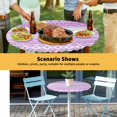 thumbnail image 6 of Elastic Fitted Round Tablecloth, Purple Pink Boho Waterproof Stretch Table Cover for 36"-44" Tables, Vintage Ethnic Tribe Abstract Art Washable Outdoor Tablecloths for Patio, Picnic, Camping, 6 of 9