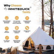 WHITEDUCK Avalon Canvas Bell Tent - Luxury All Season Tent for Camping & Glamping Made from Premium & Breathable 100% Cotton Canvas w/Stove Jack, Mesh (13' (4M), Water Repellent)