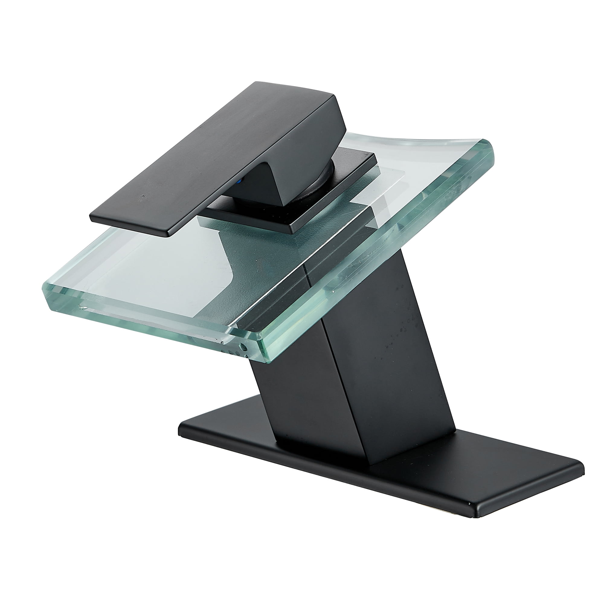 GGStudy Waterfall Bathroom Faucet Black Single Handle One Hole Modern