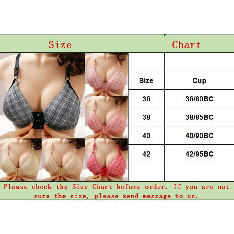2DXuixsh Large Bra Women's Front Buckle Underwear Thin Style Gathered  Without Steel Ring Adjustable Large Chest Vest Style Bra Lingerie for Women  Pink Size 36 
