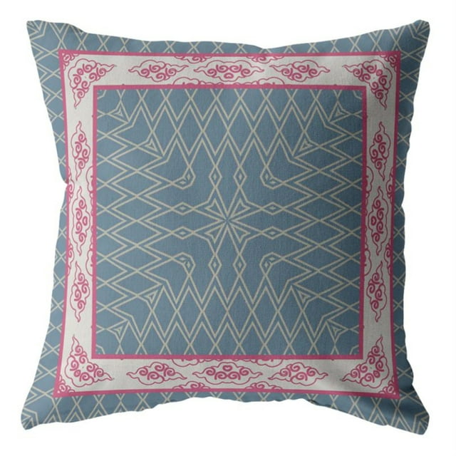 Square Nest Double Sided Suede Pillow, Zippered, Pink and Blue