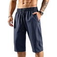 thumbnail image 2 of Dresfit Long Shorts for Men Below the Knee Drawstring Capris Summer 2026 Baggy Workout Shorts Loose Quick Dry Elastic Waist with Zipper Pockets 5XL, 2 of 5