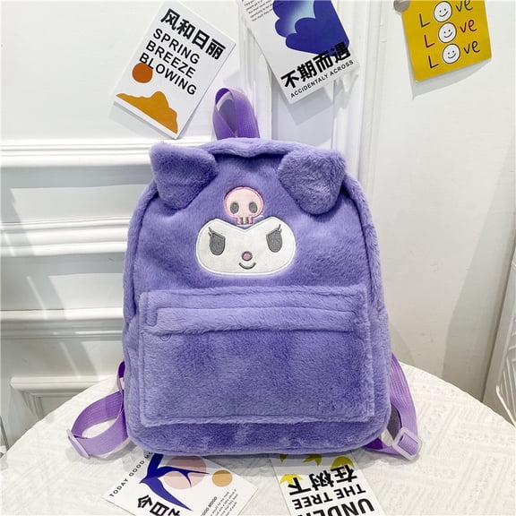 H37cm (15"in) New KT Kuromi Plush Backpack Cute Plush Schoolbag Melody CNMR Big-ear Dog Cartoon Backpack