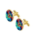 thumbnail image 2 of Tie Dye Men's Stainless Steel Cufflinks Set for Formal Attire, Wedding or Business evento, 2 of 6