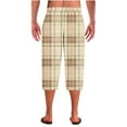 thumbnail image 7 of GigrtiJin Mens Trendy Capris Pants Plaid Printed Elastic Waisted Drawstring Wide Leg Pants Loose Casual Pants, 7 of 7