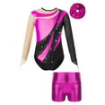 thumbnail image 6 of renvena Gymnastics Leotards for Girls Tumbling Biketards Ballet Dance Outfit with Hair Band Unitard with Shorts Hot Pink 16, 6 of 7