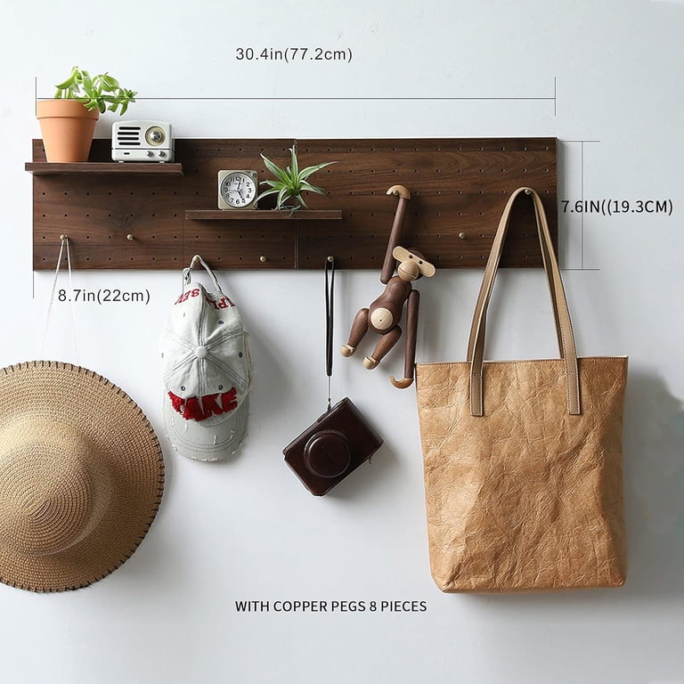 Oak Wooden Pegboard Modular Display Organization Storage Wall Hooks
