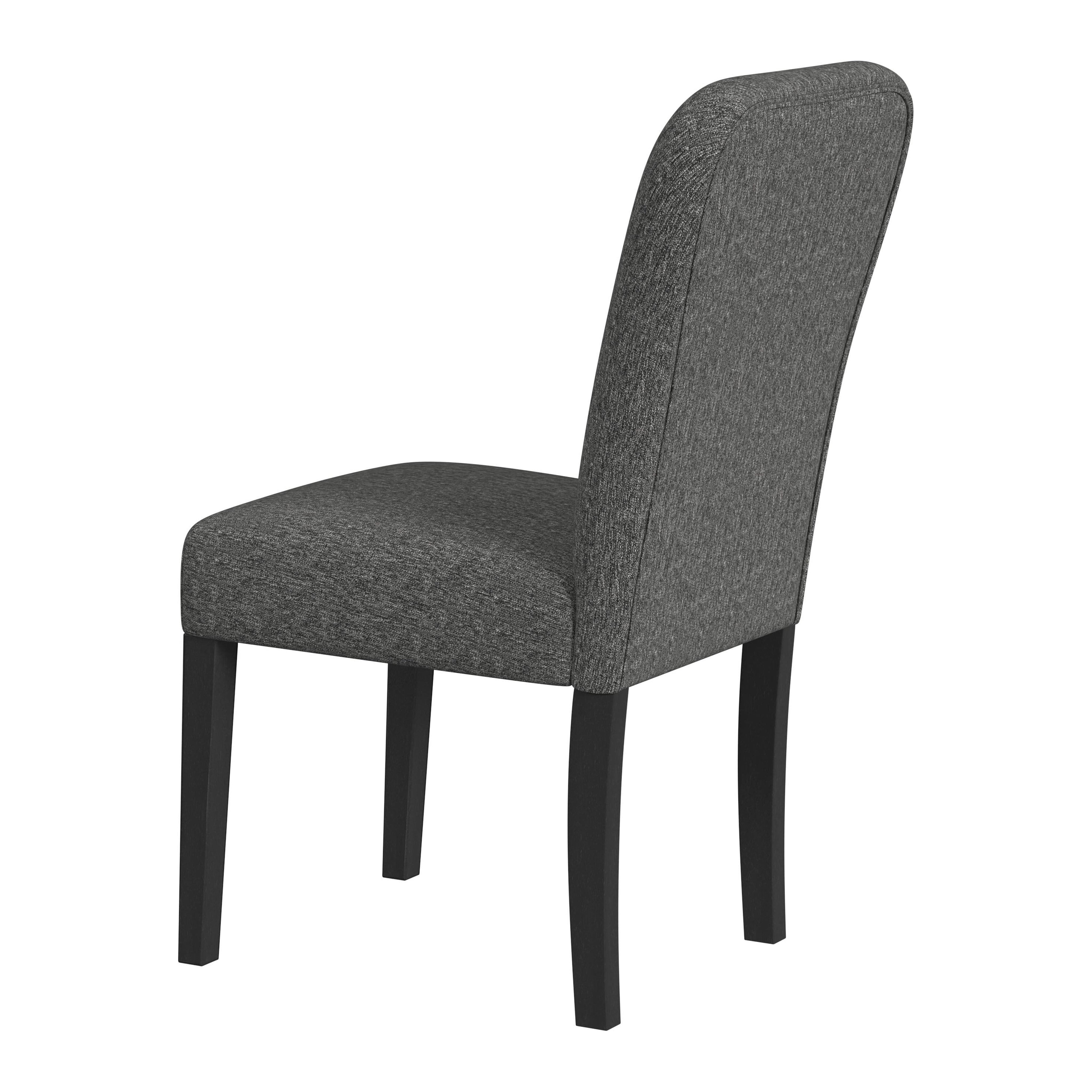 HomePop Rounded Back Upholstered Dining Chair, Set of 2, Black