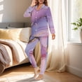 thumbnail image 3 of DISNIMO Marble Print Women's 2 Piece Pajama Sets Long Sleeve Nighwear Button Down Pjs V Neck Sleepwear Loungewear with Long Pants, 3 of 6