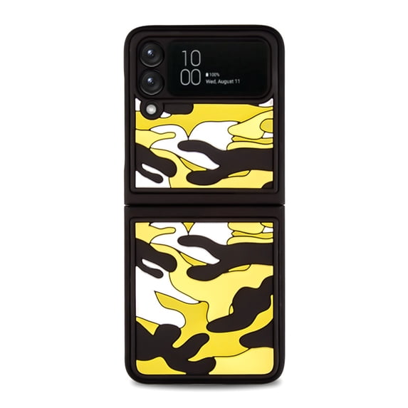 Compatible with Z Flip 4 Case Shockproof Protective Soft PC Camo Case Women Men Case for Samsung Galaxy Z Flip 4 2022 5G,Yellow