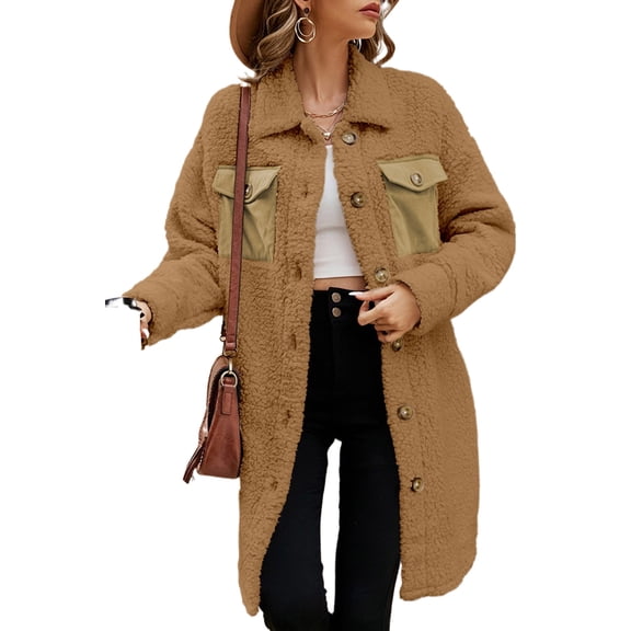 Warm and Chic Khaki Teddy Coat with Flap Pockets - Essential Winter Fashion | [ZhiHiMeRi] | (US 4-6)S