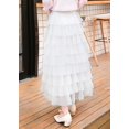 thumbnail image 2 of Falda larga de malla con volantes y cintura elástica para mujer Blanco XS Blanco XS Xishao ropa, 2 of 2