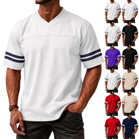 Trgacdwlo Waffle Shirts for Men V Neck Short Sleeve Shirts for Men Summer Sports Running Big and Tall Mens Jersey Shirts Blue S