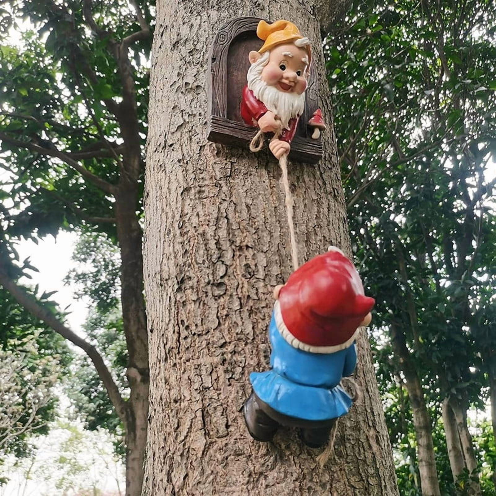 Climbing Tree Gnomes Decor,Elf Gnomes Tree Hugger Statue,Resin Dwarf Art Sculpture for Home Wall Yard Courtyard Garden Decoration