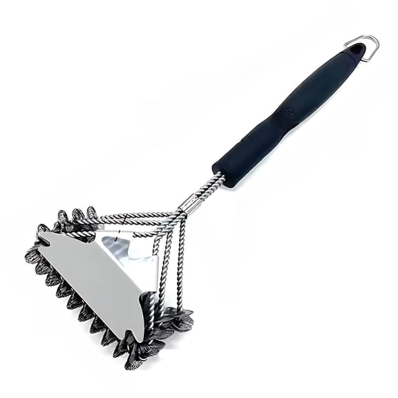 Grill Brush and Scraper Bristle Free – Safe BBQ Brush for Grill – 18'' Stainless Grill Grate Cleaner - Safe Grill Accessories for Porcelain/Weber Gas/Charcoal Grill – Gifts for Grill Wizard