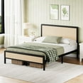 thumbnail image 7 of 4 EVER WINNER Queen Size Bed Frame, Rattan Bed Frame with Natural Rattan Headboard and Footboard, No Box Spring Needed, Black, 7 of 7