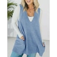 thumbnail image 4 of Womens Sleeveless Sweater Vest V Neck Casual Loose Knit A Line Flattering Tunic Top with Pockets, 4 of 6
