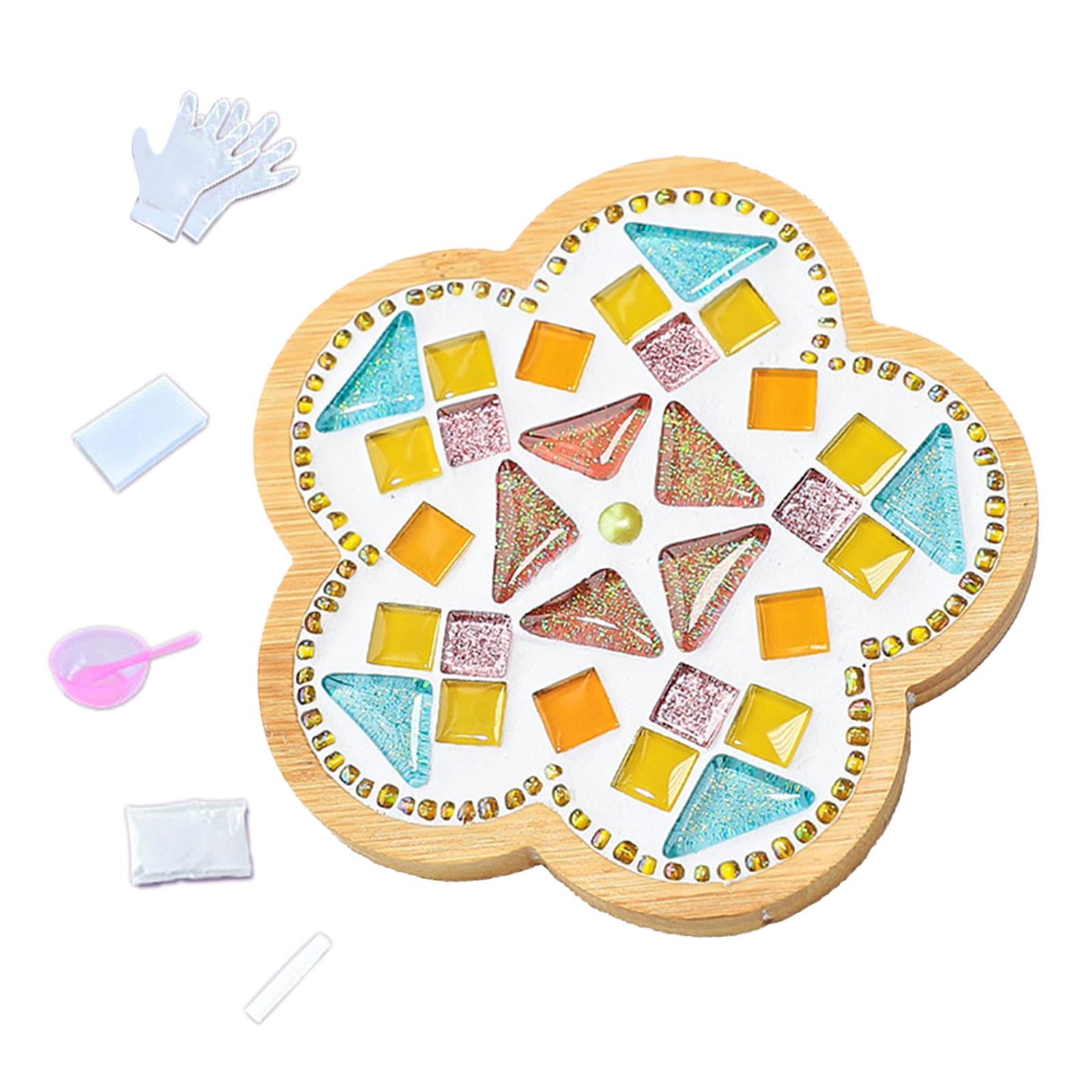 DIY Mosaic Coaster Holiday Gift Place Mat Cup Holder Children's Educational Toys Glass Mosaic Tiles for Home Ornament Dining Table H