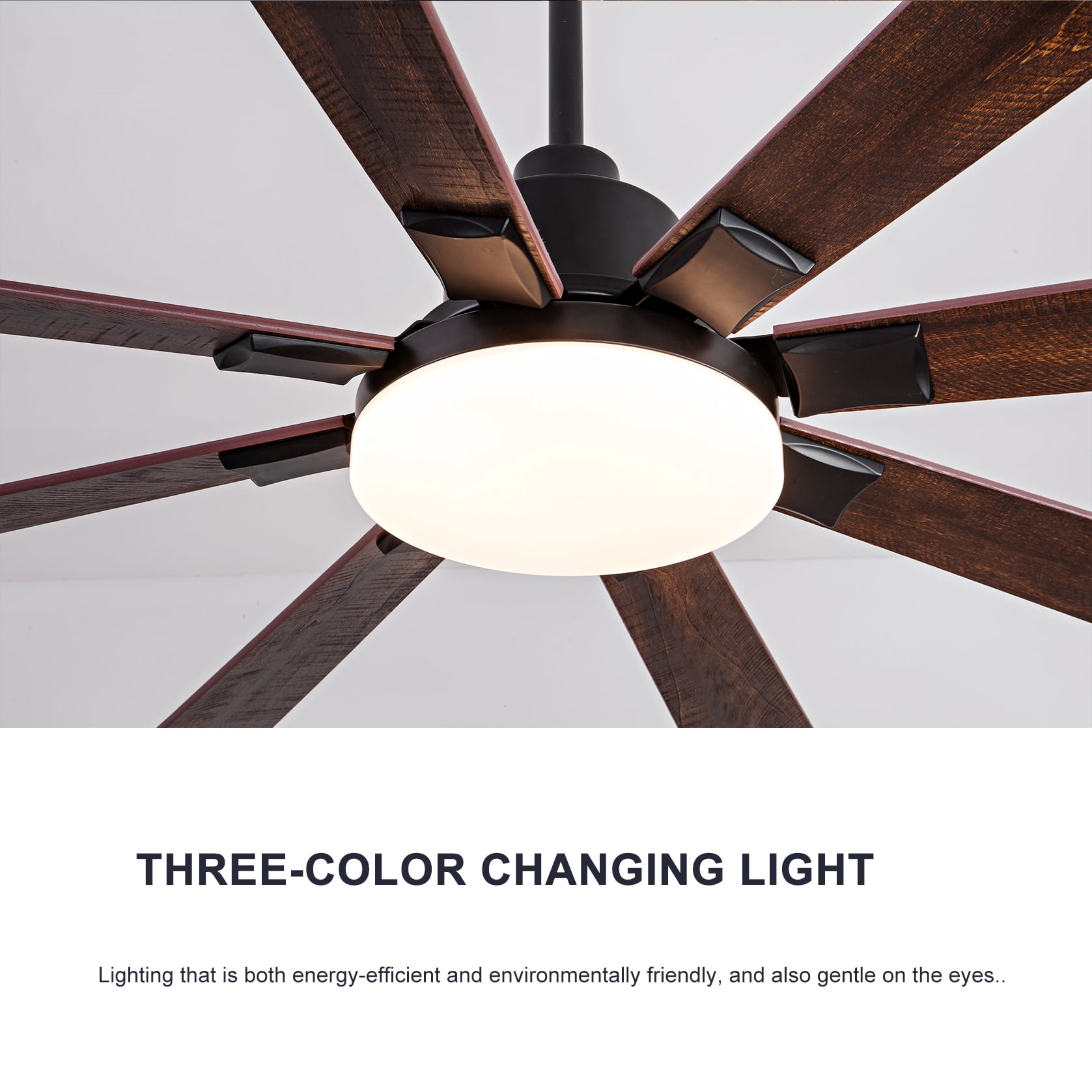 Mintazer 72 in Ceiling Fan with Lights and Remote, Modern Ceiling Fan with 6 Speed & 8 Blade for Farmhouse Bedroom Living Room Gazebo Patio, Brown