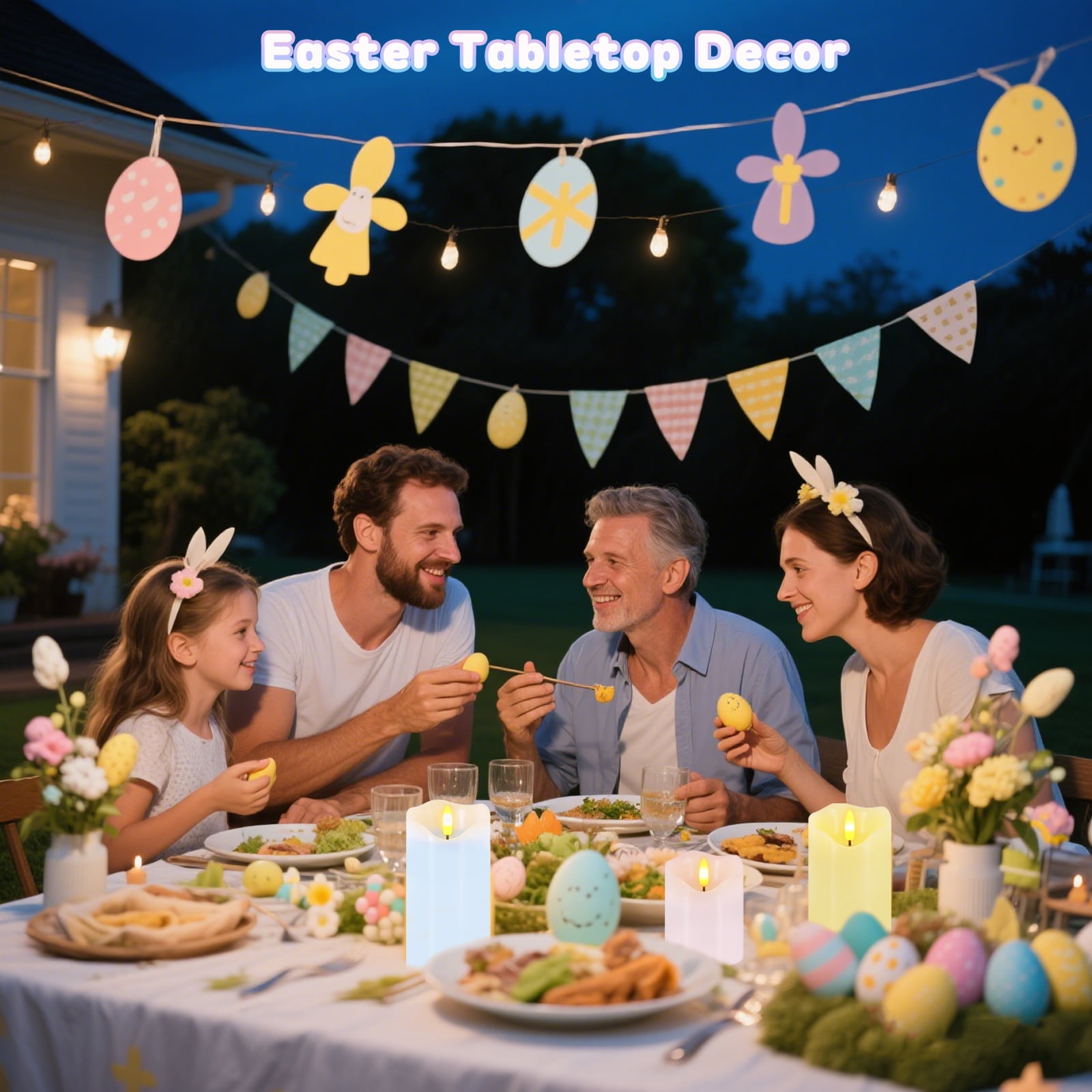 Flameless Candles Light, Set of 3 Pastel Spring LED Candles with Remote & Timer, Flickering Easter Pillar Candles Battery Operated, Real Wax Electric Candles for Home Spring Easter Decor