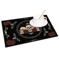 thumbnail image 2 of SUNOLIFE Halloween Skull Placemats Set of 4,Rustic Horror Skeleton Fabric Table Place Mats 12x18 inch, 2 of 4