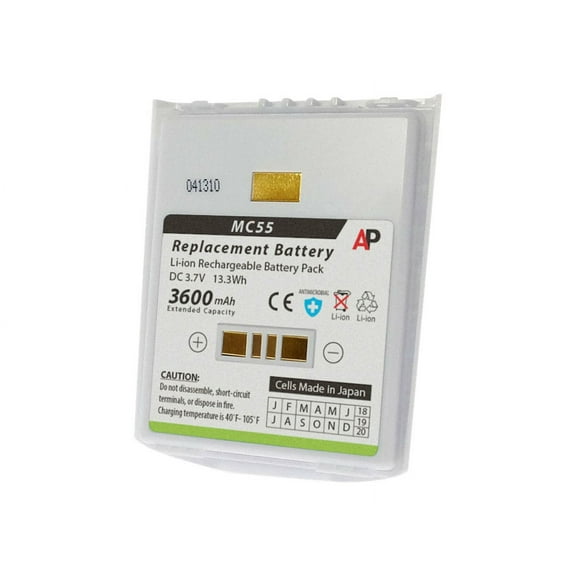 artisan power motorola/symbol mc55, mc55a0-hc: white replacement battery. 3600 mah extended capacity
