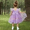 thumbnail image 4 of Ugoldhm Summer Girls' Mesh A-Line Dress - Embroidered Flutter Sleeve Solid Color, Casual & Elegant, 6M-5T, 4 of 9