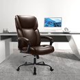 thumbnail image 3 of ZUNMOS Chaise de Bureau en Cuir PU, Brun, 3 of 9
