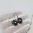 thumbnail image 2 of 14k Gold Filled Freshwater Cultured Baroque Pearl Earrings Peacock Black Large Drops Over 15mm Designed for Adult Women, 2 of 5