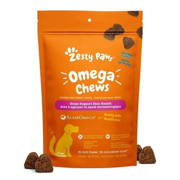 Zesty Paws Omega Chicken Daily Soft Chews Dog Supplement