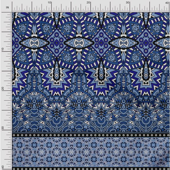 Soimoi Polyester Crepe Fabric Mosaic & Mandala Panel Decor Fabric Printed Yard 42 Inch Wide