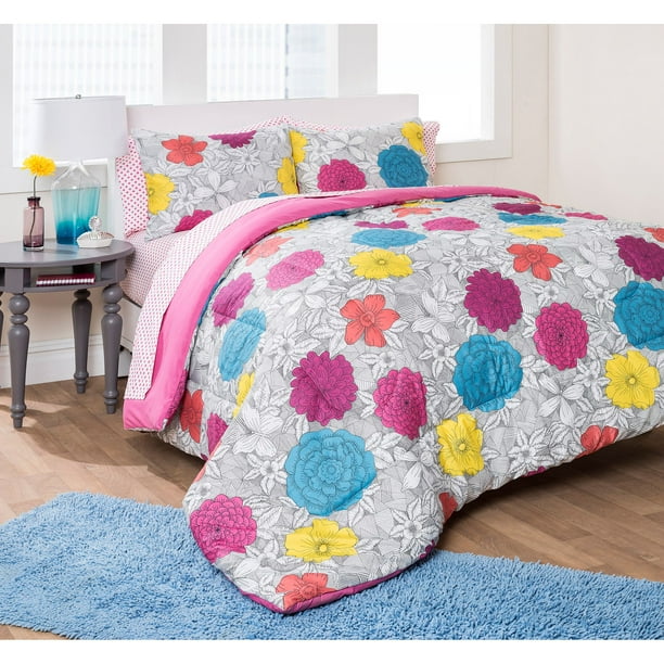 Formula Engraved Floral Bed in a Bag Bedding Set