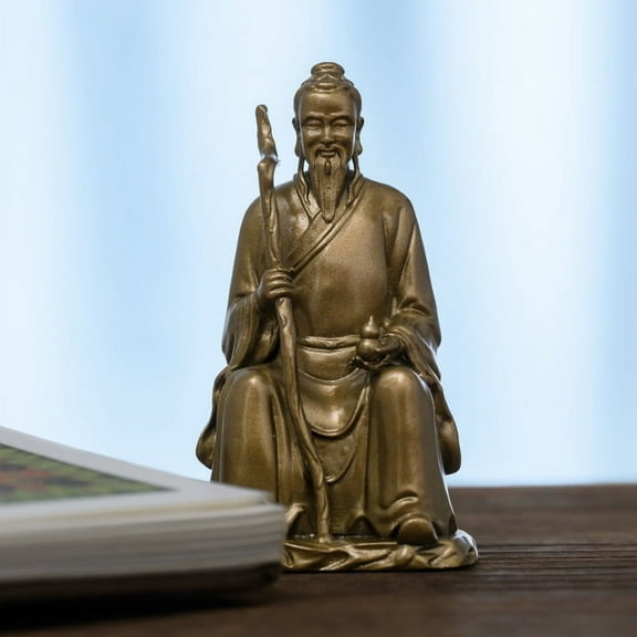 Handcrafted Sun Simiao Statue Vintage Brass 2.76in Healing & Wisdom Unique Gift for Home Office Desk