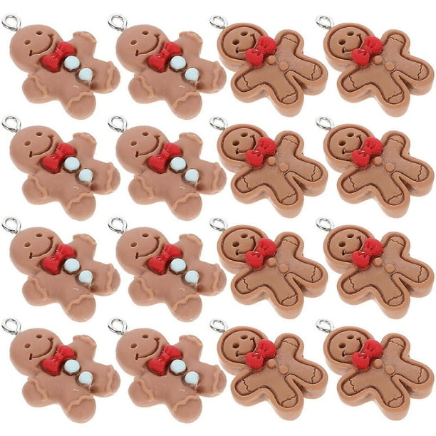 Gingerbread Man Charms 20Pcs Resin Pendants For Jewelry Making Accessories Ornaments Classic Design Brown Color 2.50X1.80X0.40Cm