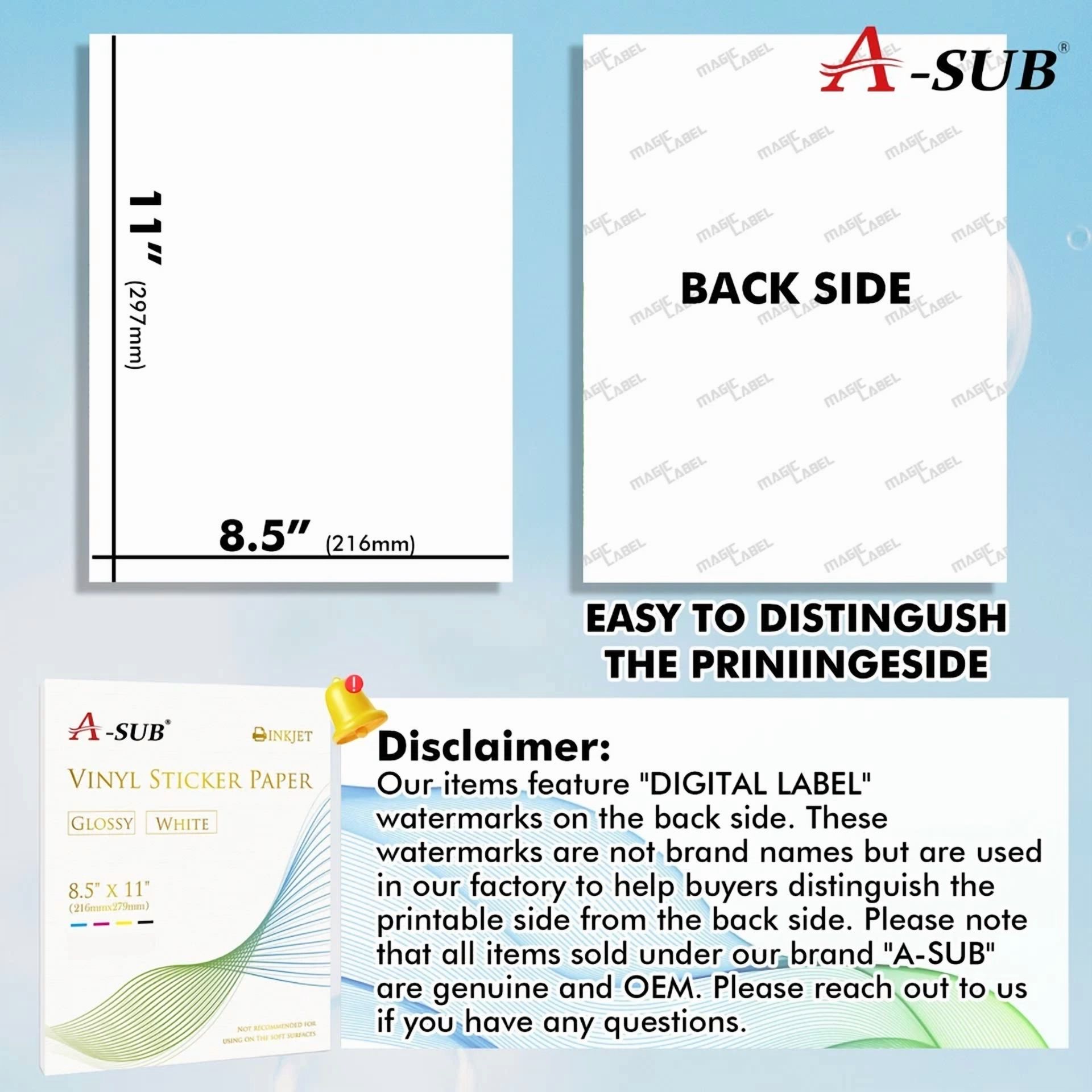 CRESTIN- A-Sub Printable Vinyl Glossy Sticker Paper For Inkjet Printer Cricut 25 Sheets