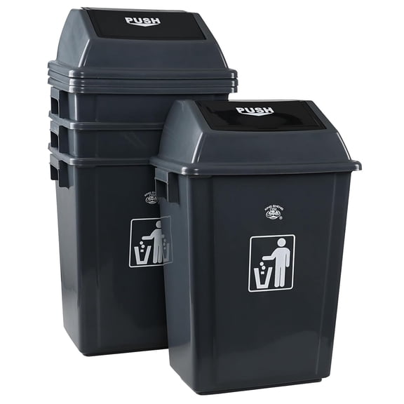 4 Packs 13 Gallons Large Trash Can with Lid, Plastic Garbage Bin for Indoors or Outdoors